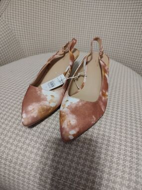 Women's Rose-Tan Satin Slingback Flats